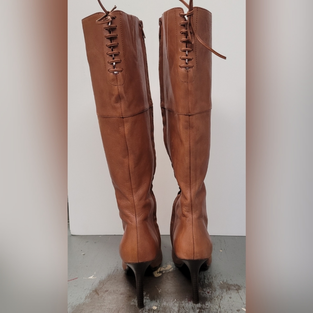 LAUREN RALPH LAUREN LAVINIA KNEE-HIGH BOOTS BOHO POLO TAN  SIZE 8.5B - Picture 4 of 13